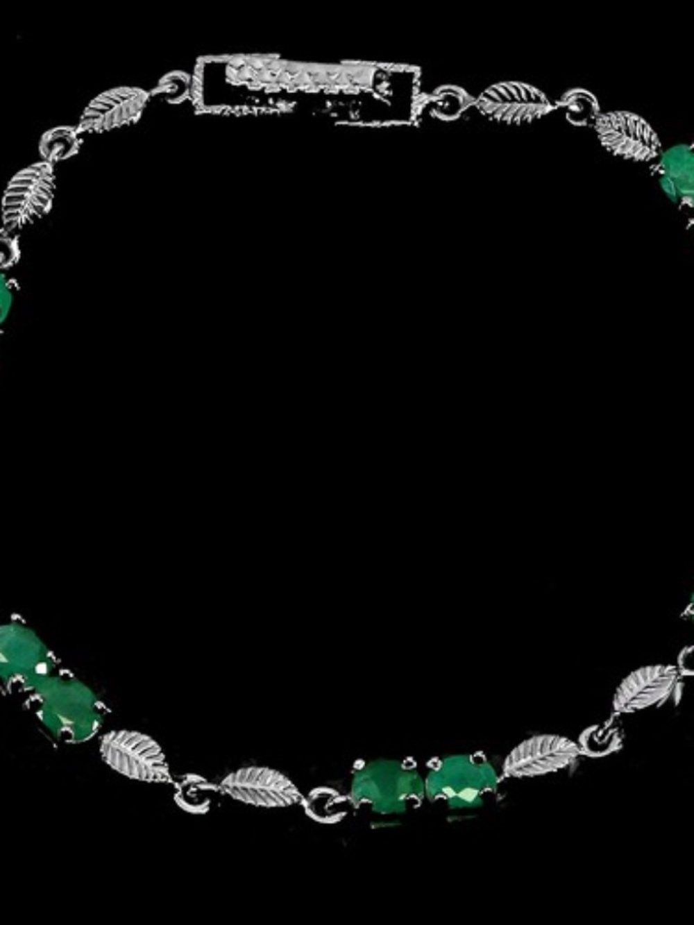 925 Sterling Silver Bracelet Oval Emerald 5x4mm Natural Gemstone Jewelry 7.5in